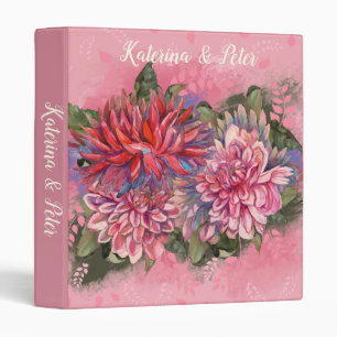 Classeur Dahlias flowers pink watercolor pattern