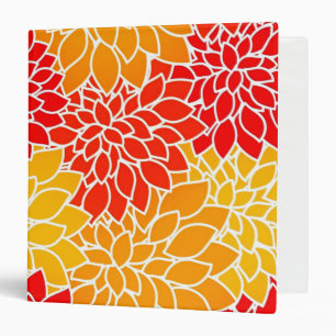 Classeur dahlias orange et rouge