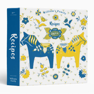 Classeur Dala folklorique suédoise Cheval l bleu et jaune R