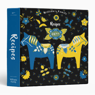 Classeur Dala folklorique suédoise Cheval l bleu et jaune R