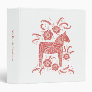 Classeur Dala suédois Cheval traditionnel Folk Art Rouge Bl