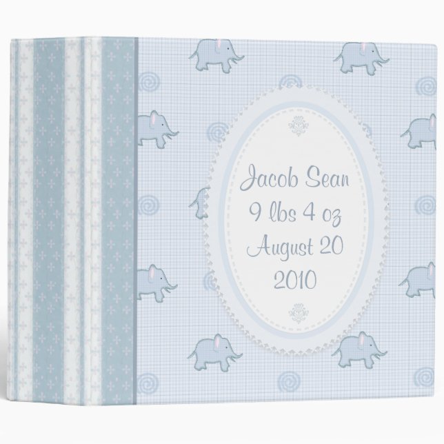 Classeur d'album à éléphant de bébé (Devant/Côté)