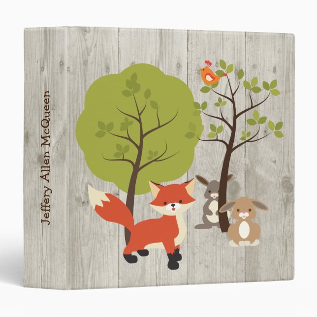 Classeur d'album de bébé d'animaux de forêt (Devant/Côté)