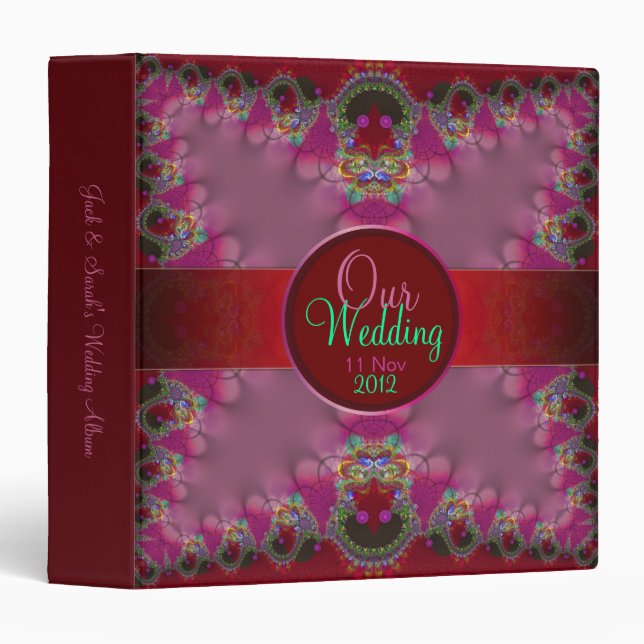 Classeur d'album de mariage en dentelle fractale (Devant/Côté)