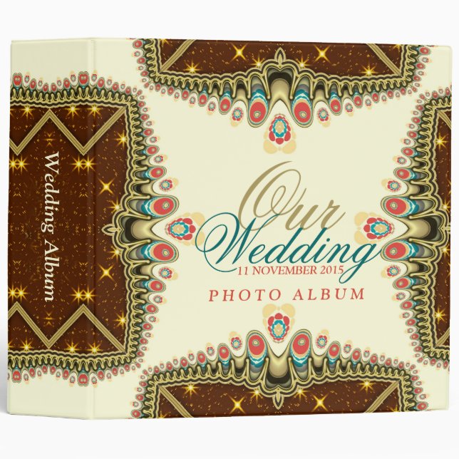 Classeur d'album de mariage Exotic Bohemian Sparkl (Devant/Côté)