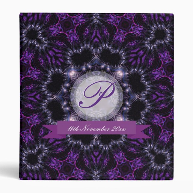 Classeur d'album de mariage magique violet et noir (Devant)