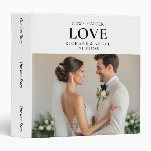 Classeur d'album de mariage personnalisé - Notre h (Devant/Côté)