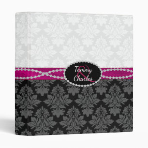 Classeur d'album Mariage damassé noir et blanc