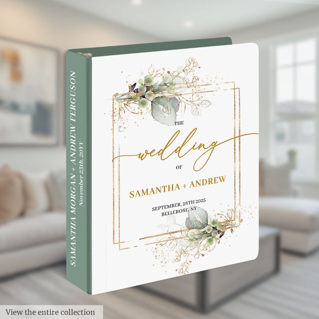 Classeur d'album Mariage en or de verdure chic (Chic Greenery Gold Wedding Memory Album Binder

)