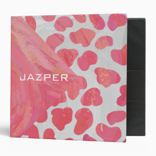 Classeur Dalmatie rose et blanc avec monogramme