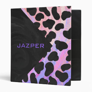 Classeur Dalmatien Monogramme Noir et Rose