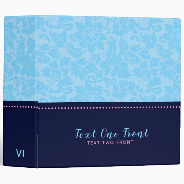 Classeur Damas Floral Bleu (Devant/Côté)