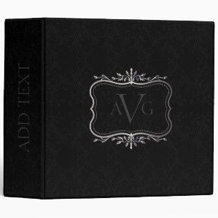 Classeur Damas noir avec cadre vintage en argent