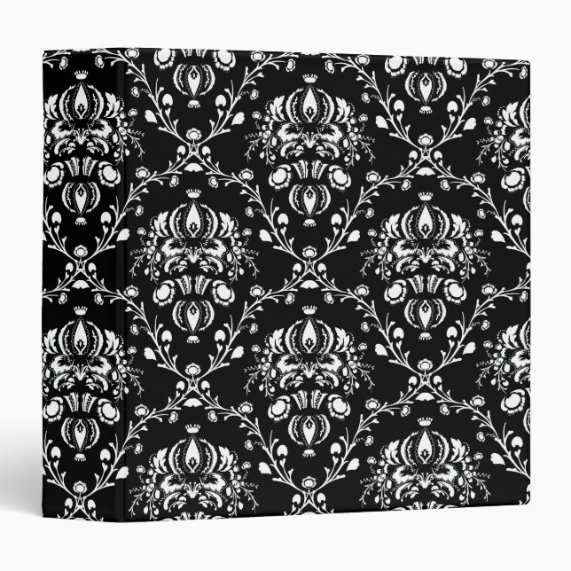 Classeur Damas noir et blanc (Devant/Côté)