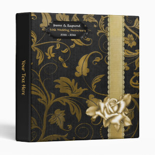 Classeur Damas noir et or 50e anniversaire de Mariage