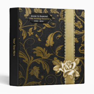 Classeur Damas noir et or 50e anniversaire de Mariage