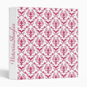 Classeur Damas rose #2 avec monogramme