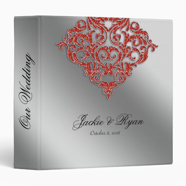 Classeur Damask Bijoux Mariage Photo Album Orange (Devant/Côté)