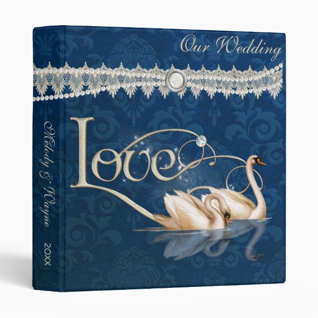 Classeur Damask Elegance Blue (Devant/Côté)