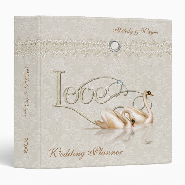 Classeur Damask Elegance Ivory - Wedding planner (Devant/Côté)