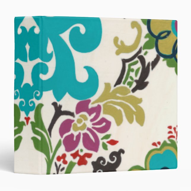 Classeur Damask Floral Patterns Plum Turquoise (Devant/Côté)