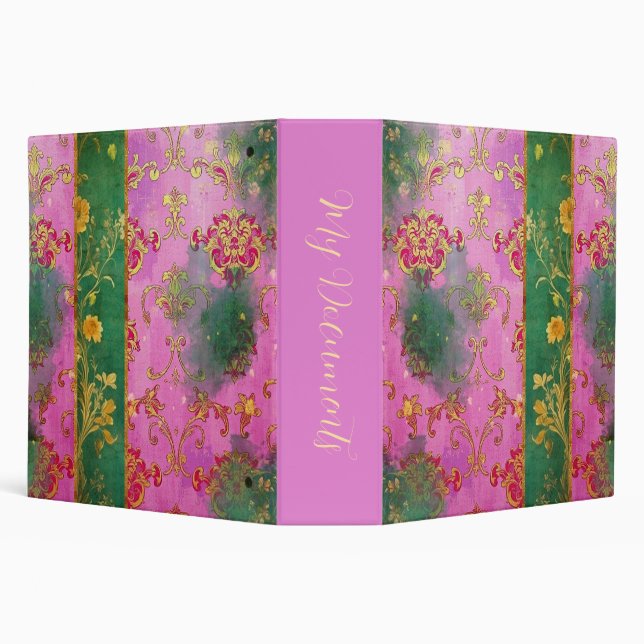 Classeur Damask Grunge Rose Sauvage - Reliure (Arrière-plan)