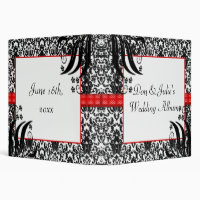 Damassé florale noire, blanche, et rouge