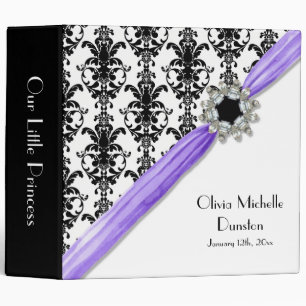 Classeur damassé vintage de blanc de noir de boucle de