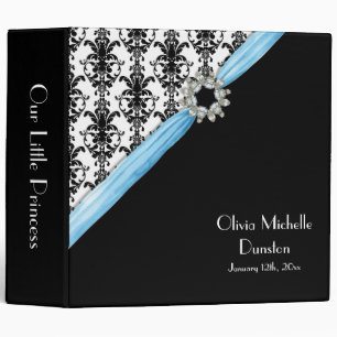 Classeur damassé vintage de blanc de noir de boucle de