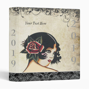 Classeur damassé vintage fille girly