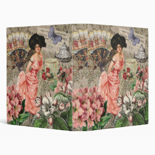 Classeur Dame de café femme victorienne rose riche robe
