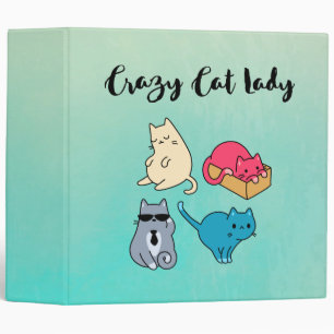 Classeur Dame du chat fou et 4 chats mignons