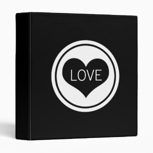 Classeur d'amour du coeur élégant, noir et blanc