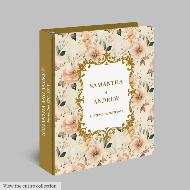 Classeur d'anneau de Mariage d'or de Blush romanti (Romantic Blush Gold Wedding Ring Binder)