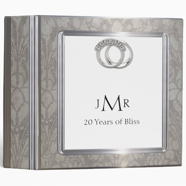 Classeur d'anniversaire de mariage d'anneaux de (Devant/Côté)