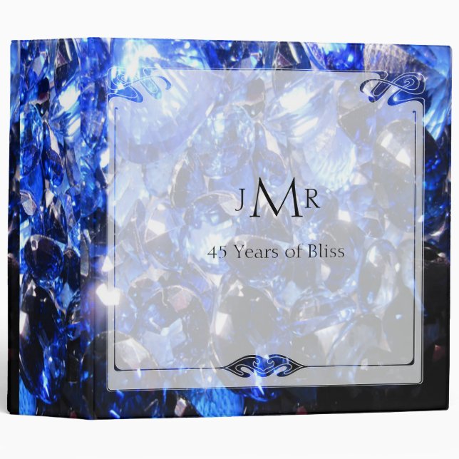 Classeur d'anniversaire de mariage de bleu (Devant/Côté)