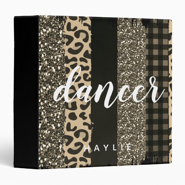 Classeur Danseuse personnalisée Faux Cheetah et Parties sci (Devant/Côté)
