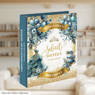 Classeur d'aquarelle Sweet sixteen bleu or