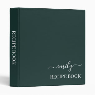 Classeur Dark Green Modern Script Nom du monogramme