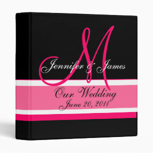 Classeur Date de monogramme de wedding planner et noir rose