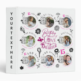 Classeur Daughter Birthday Photo Collage Typography 