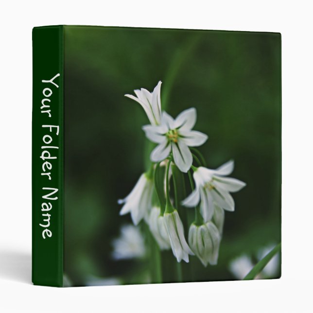 Classeur d'Avery de fleurs blanches (Devant/Côté)