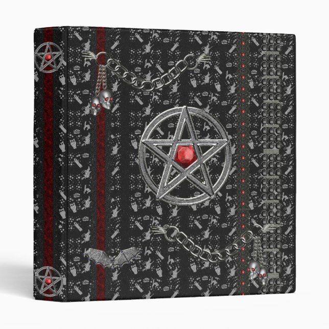 Classeur d'Avery de pentagramme de Halloween (Devant/Côté)