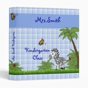 Classeur d'Avery de zèbre de jungle plaid de bleu