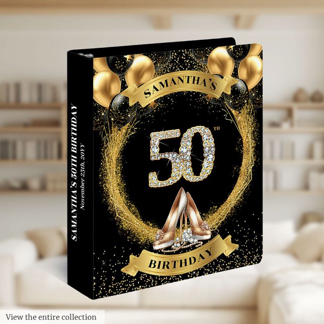 Classeur de 50 ans de chiffres en diamant Talons é (Diamond Numbers 50 Birthday Binder Sparkling Heels)