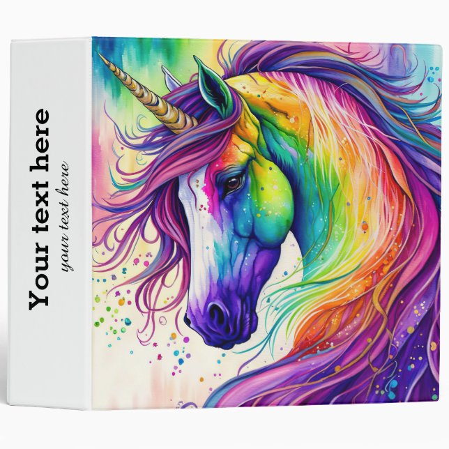 Classeur de bague 3 Unicorne magique (Devant/Côté)