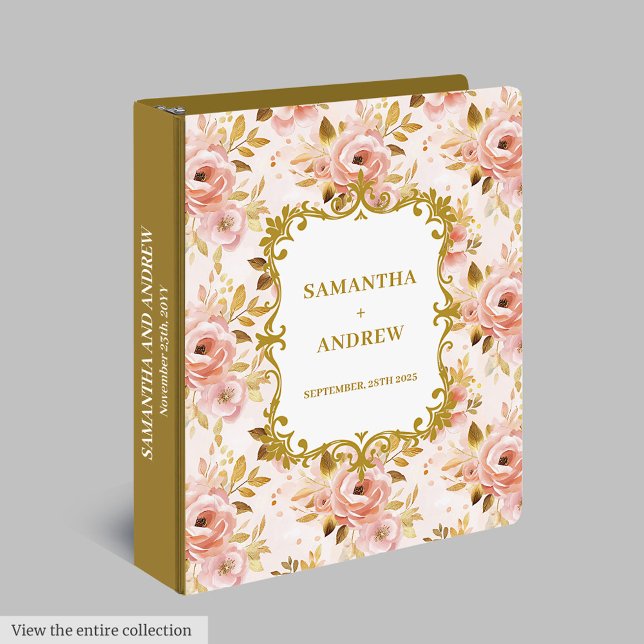 Classeur de bague Mariage Blush Gold élégant (Stylish Blush Gold Wedding Ring Binder)