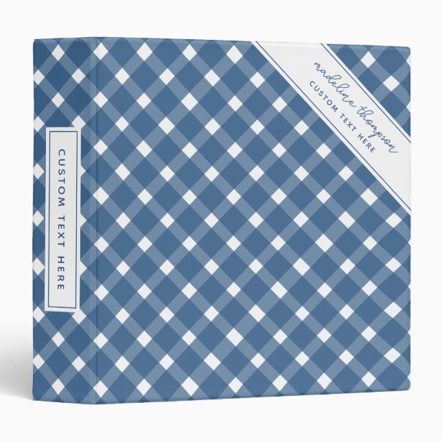 Classeur de base Gingham bleu marine clair (Devant/Côté)