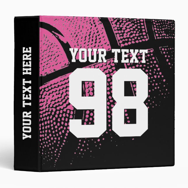Classeur de basketball de maillot rose Neon pour f (Devant/Côté)
