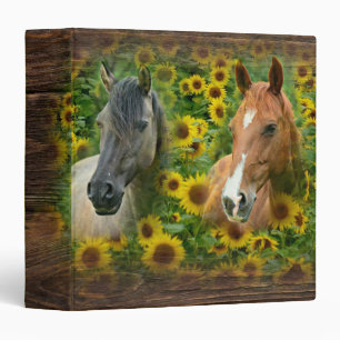Classeur De beaux chevaux dans le champ de tournesols